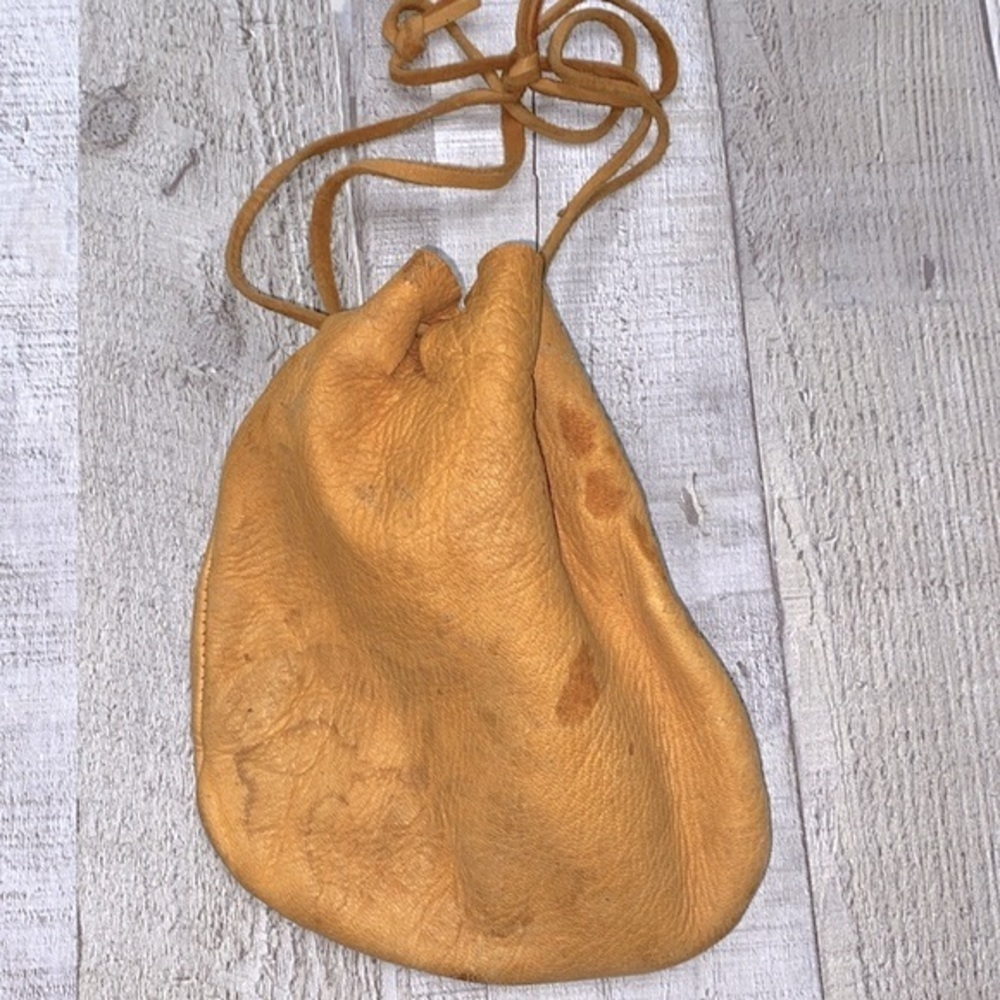 Vintage leather drawstring pouch - Picture 2 of 3